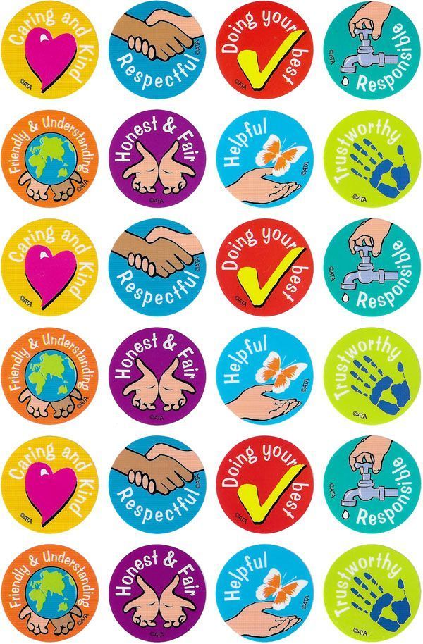 several stickers with hands and symbols in different colors, including one that says save the earth