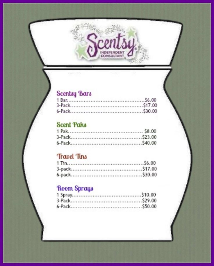 a menu with the words sconty written in purple and green on it's side