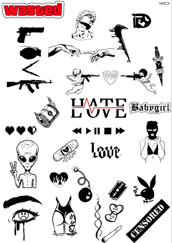 various stickers on the back of a white sheet that says, i hate love