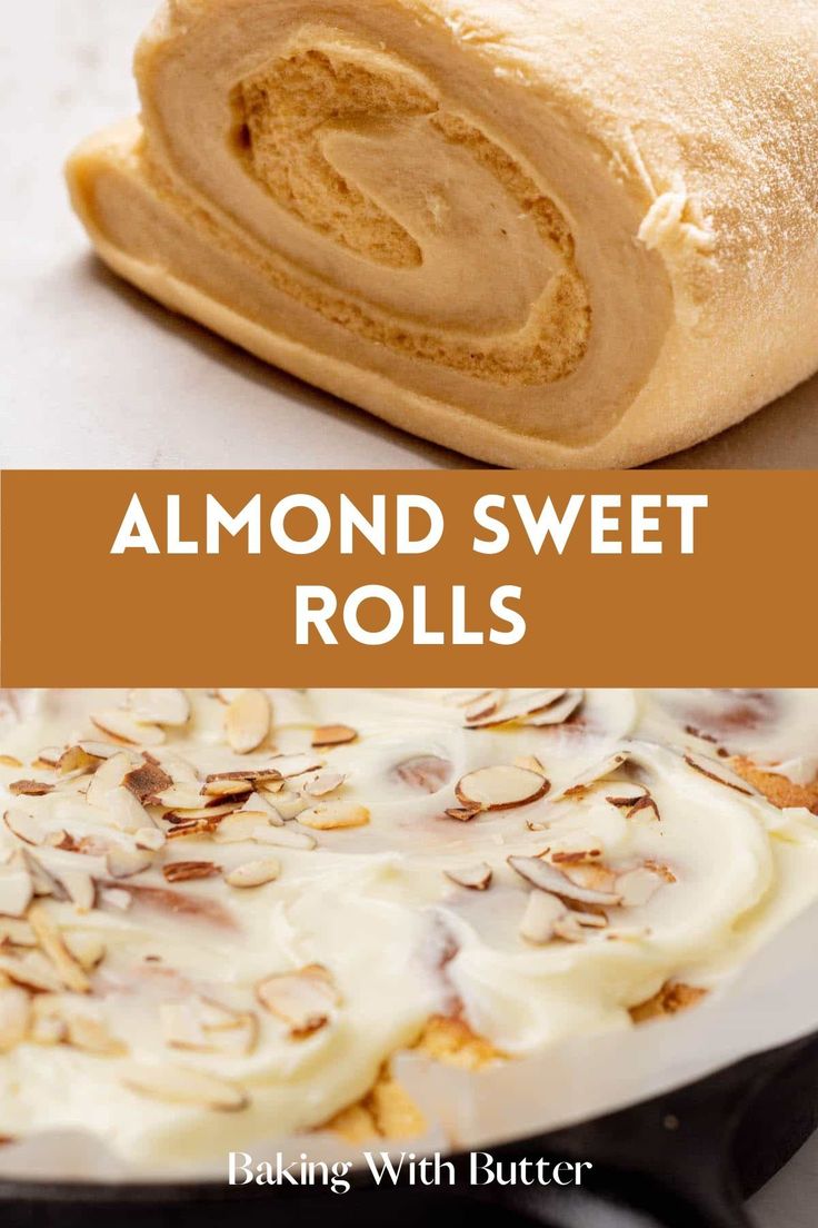 an image of almond sweet rolls with butter and cinnamon on the top, and in the middle