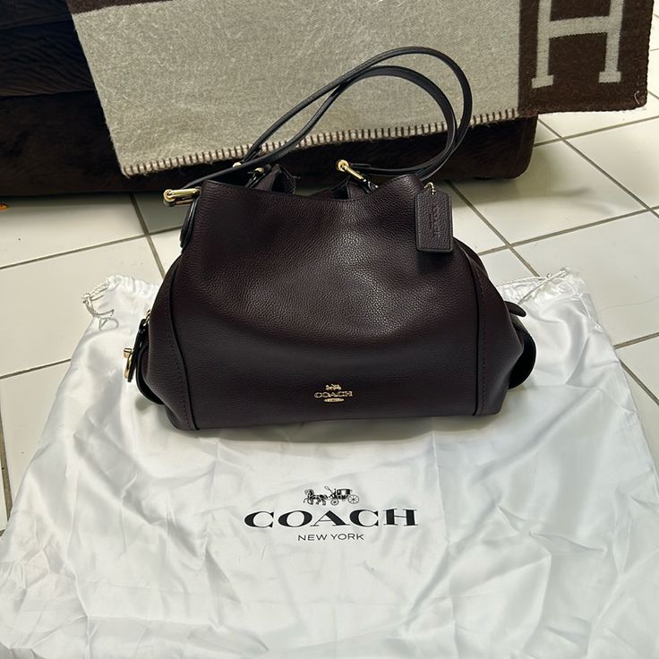 **Brand New Coach Genuine, Leather Handbag. Never Used Comes With Storage Sack. Smoke Free Home :) Color Is A Rich Sweet Cola Dark Brown Elegant Satchel With Dust Bag For Errands, Elegant Bag For Errands With Handle Drop, Elegant Bucket Bag With Handles For Errands, Coach Double Handle Hobo Bag For Shopping, Coach Bucket Bag With Top Carry Handle, Coach Double Handle Travel Bucket Bag, Coach Shoulder Bag For Everyday, Coach Top Handle Bucket Bag For Everyday Use, Coach Leather Satchel Bucket Bag