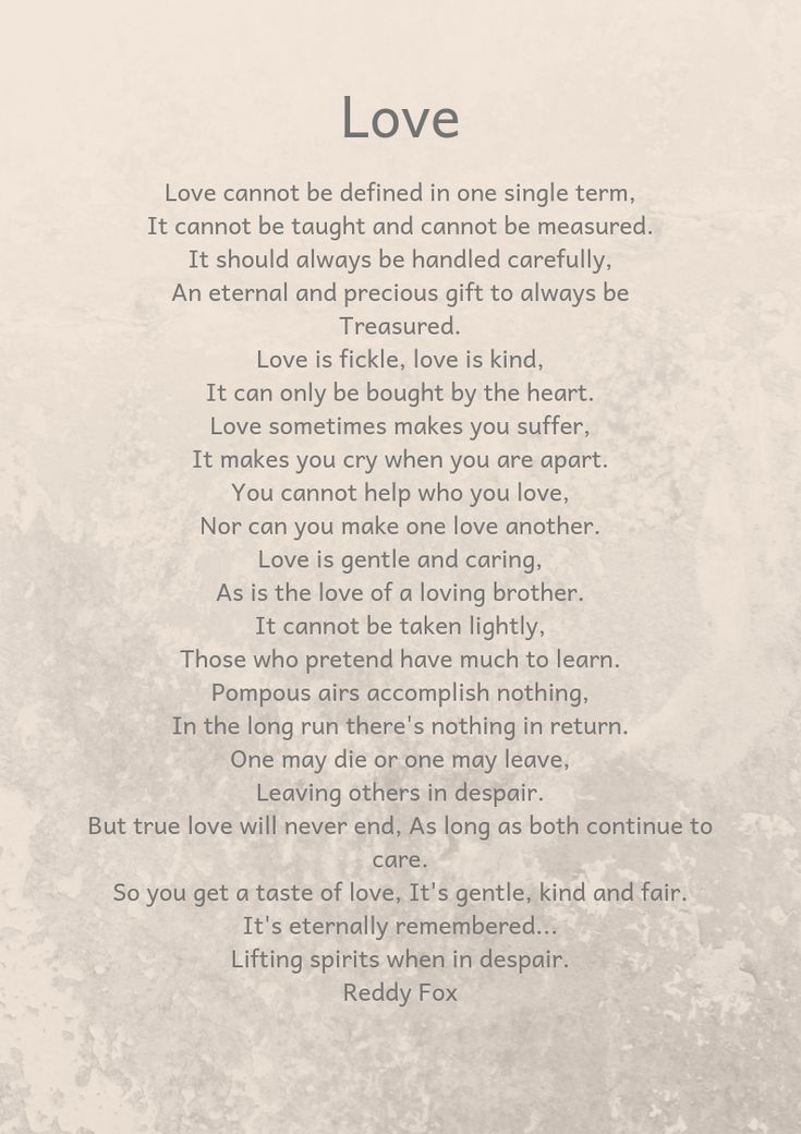 a poem written in black and white with the words love on it's side