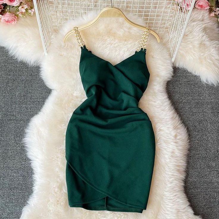 Materials: other Size: s, m, l Color: black, green Fitted Green V-neck Dress For Date Night, Dark Green Dresses Short Tight, Green V-neck Mini Dress For Prom, Green V-neck Bodycon Summer Dress, Green V-neck Stretch Bodycon Dress, Hip Skirt, Green Homecoming Dresses, Suspender Skirt, Hip Dress