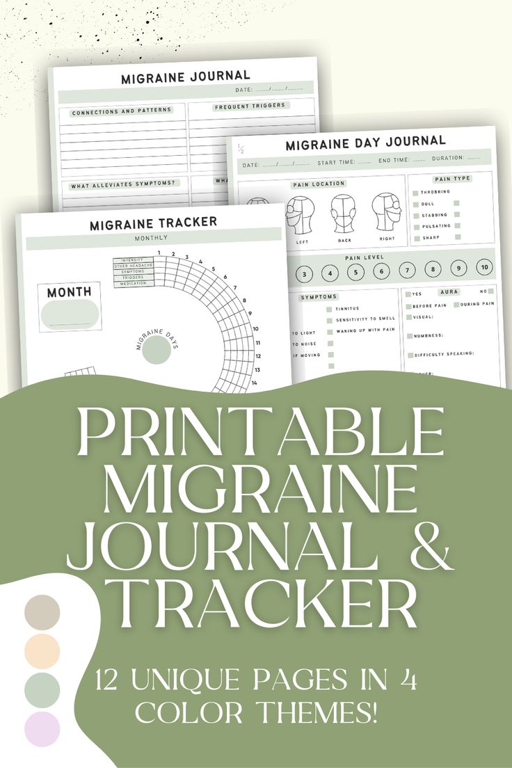 Printable Migraine Journal and Tracker, Headache relief, Migraine relief in 4 pastel colors, Migraine tracker page templates Headache Journal Printable, Migraine Journal Template, Migraine Tracker Printable Free, Headache Tracker Bullet Journal, Headache Journal, Affirmations Bullet Journal, Migraine Journal, Migraine Diary, Headache Tracker