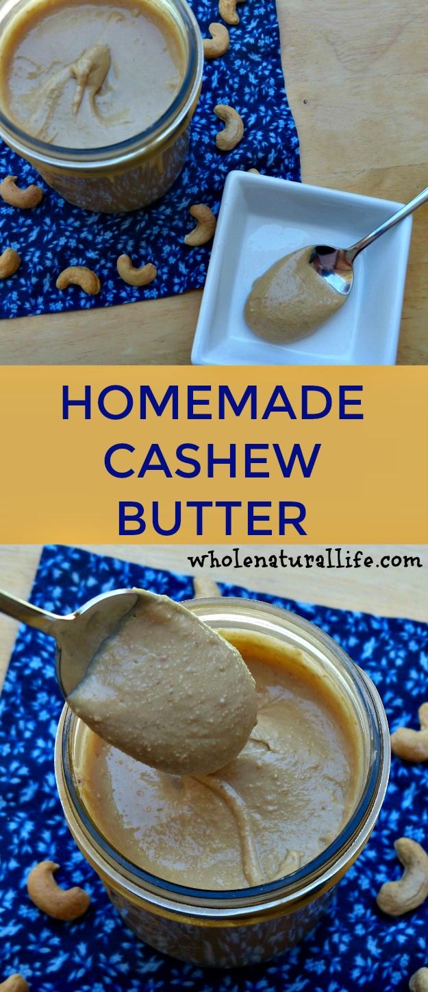 homemade cashew butter in a jar with a spoon