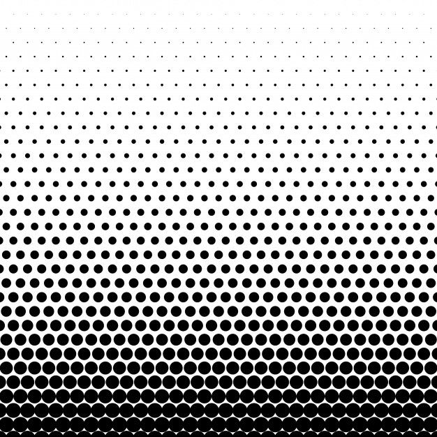 an abstract black and white background with halftone dots in the center, as well as circles