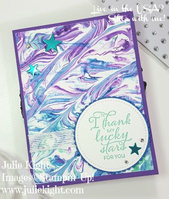 a thank card made with stampin's ink and watercolors, on a table