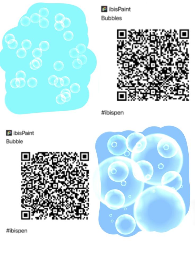 three different types of bubbles with qr code on the bottom, and an image of bubble