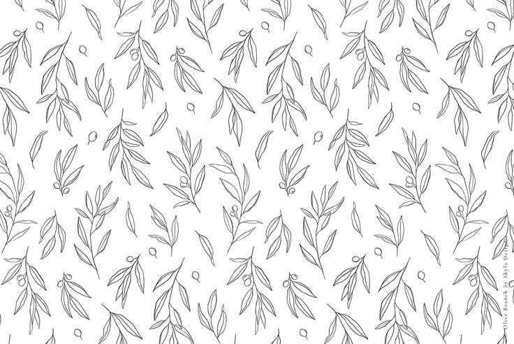 a black and white pattern with leaves on it