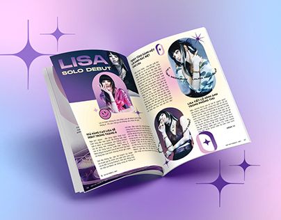 an open brochure showing the inside pages of a magazine with images of women