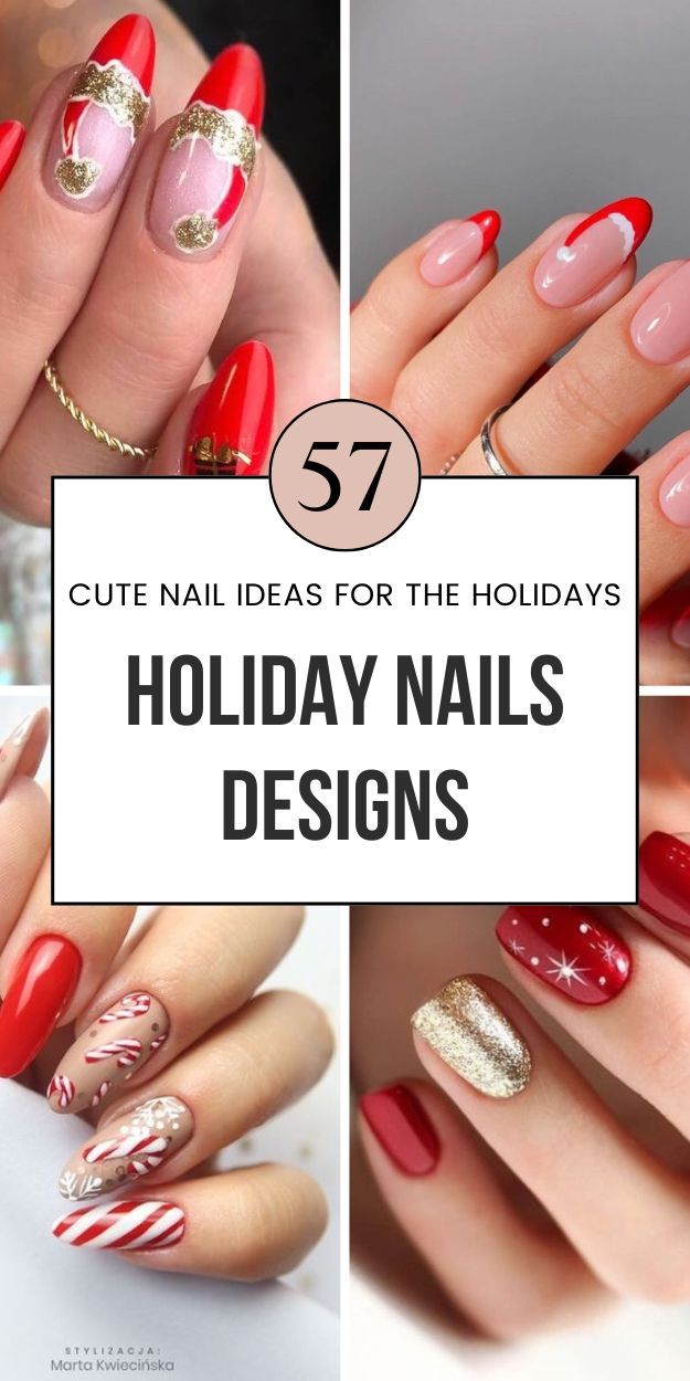 Deck your nails with these holiday nails designs for Christmas! From red glitter to blue frosty tones, find the perfect look to match your festive outfits. Save this pin to your Christmas nails board for more ideas! Red White Nails Design, Nails Designs For Christmas, Holiday Nails Designs, Monochromatic Nails, Daisy Acrylic Nails, Nails Board, Festive Holiday Nails, Mint Nails, Red Christmas Nails