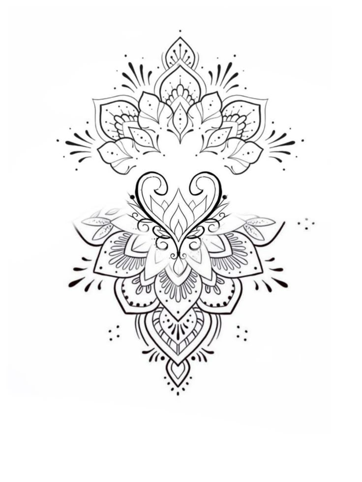 a black and white drawing of an ornate design