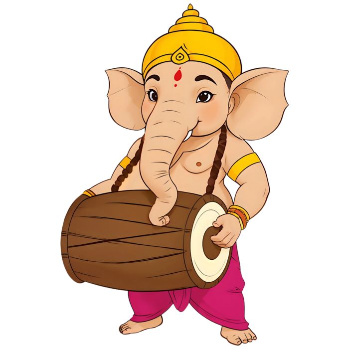 an elephant is holding a drum and wearing a turban on it's head