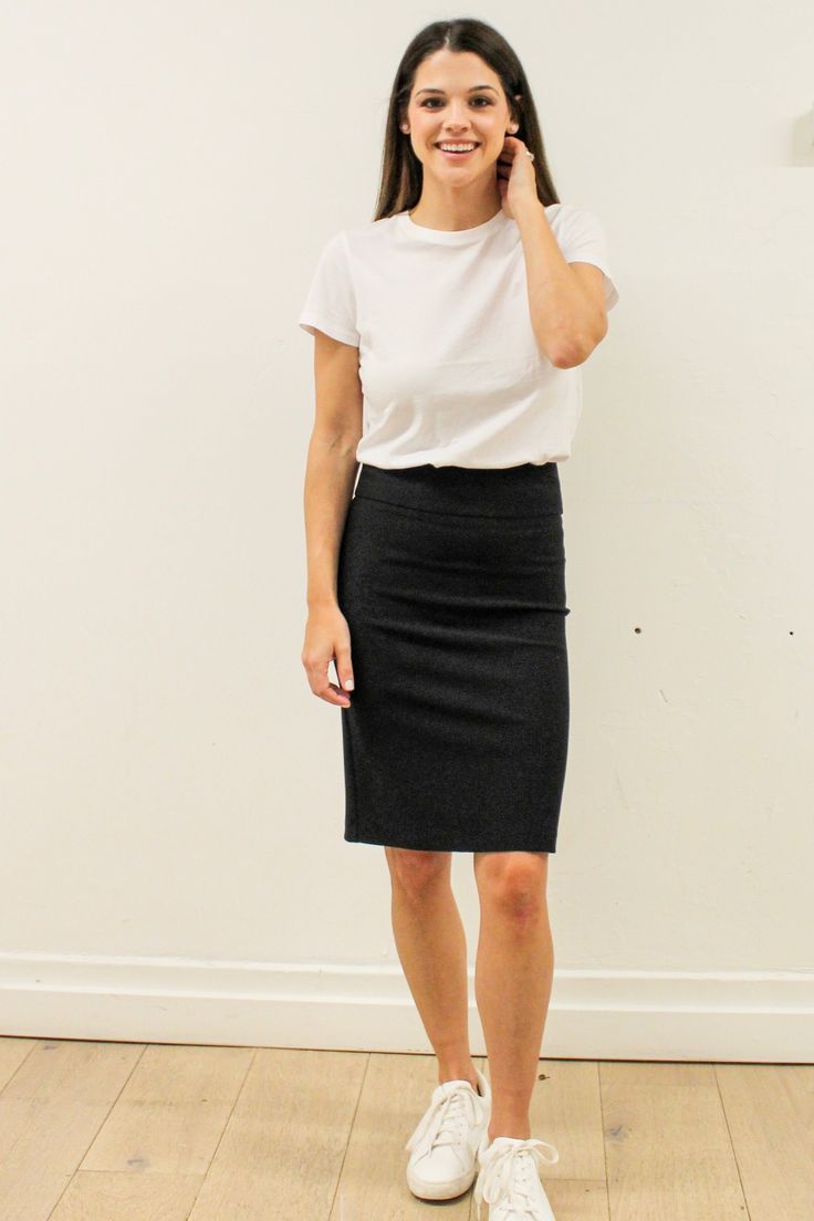 Description This is without a doubt the most comfortable and slimming classic pencil skirt available. The fabric provides just enough stretch and comfort hugging you in all the right places in a silky soft way. It is also extremely versatile, it can easily be dressed up with a blouse or tank or dressed down with a t-shirt or sweater. This is a essential must-have for every woman’s closet! This fabric has been specially treated for softness, washability and crease resistance. Made for your comfor T Shirt With Pencil Skirt Outfit, Versatile Fitted Skirt For Fall, Sleek Fitted Pencil Skirt, Casual Bodycon Skirt For Work, Sleek Fitted Midi Pencil Skirt, Sleek Fitted Lined Pencil Skirt, Fitted Sleek Pencil Skirt For Work, Flattering Fitted Pencil Skirt For Workwear, Sleek Stretch Pencil Skirt