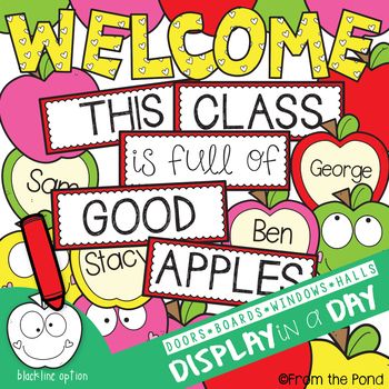 an apple themed welcome sign with the words, this class is full of good apples