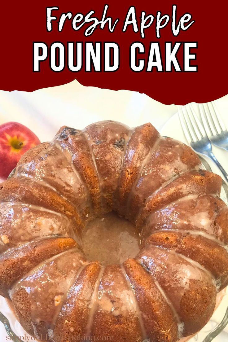 a fresh apple pound cake on a plate