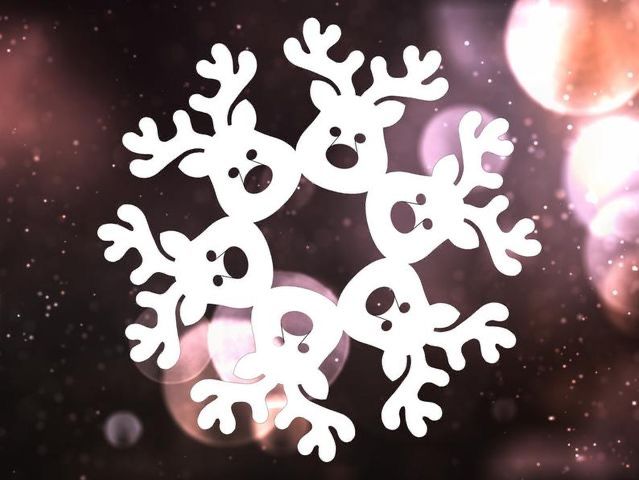 the snowflakes are white in color and have been drawn to look like reindeers