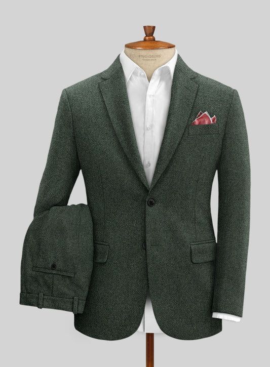 Haberdasher Green Tweed Suit – StudioSuits Semi-formal Tweed Suit With Suit Collar, Tweed Notch Lapel Suit For Business Casual, Business Casual Tweed Suits With Notch Lapel, Tweed Suits For Winter Semi-formal Occasions, Winter Tweed Semi-formal Suit, Tailored Green Winter Suit, Green Notch Lapel Suit For Winter, Winter Semi-formal Tweed Three-piece Suit, Semi-formal Winter Tweed Three-piece Suit