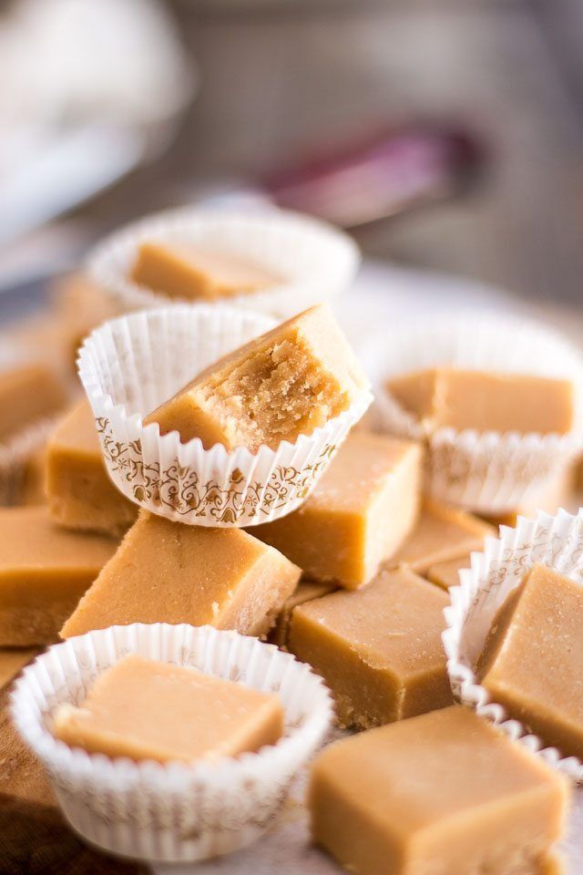 pieces of peanut butter fudge sitting on top of each other