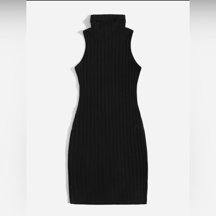 Knit Turtleneck Ribbed Dress Unworn High Turtle Neck Ribbed Detail Sleeveless 93% Cotton 7% Elastane Sleeveless Turtle Neck Dress, Turtle Neck Dress Pattern, Black Ribbed Sleeveless Bodycon Dress, Black Sleeveless Ribbed Bodycon Dress, Casual Ribbed High Neck Mini Dress, Sleeveless Black Ribbed Bodycon Dress, Black Sleeveless Ribbed Dress, Ribbed Sleeveless Bodycon Dress For Fall, Sleeveless Ribbed Bodycon Fall Dress