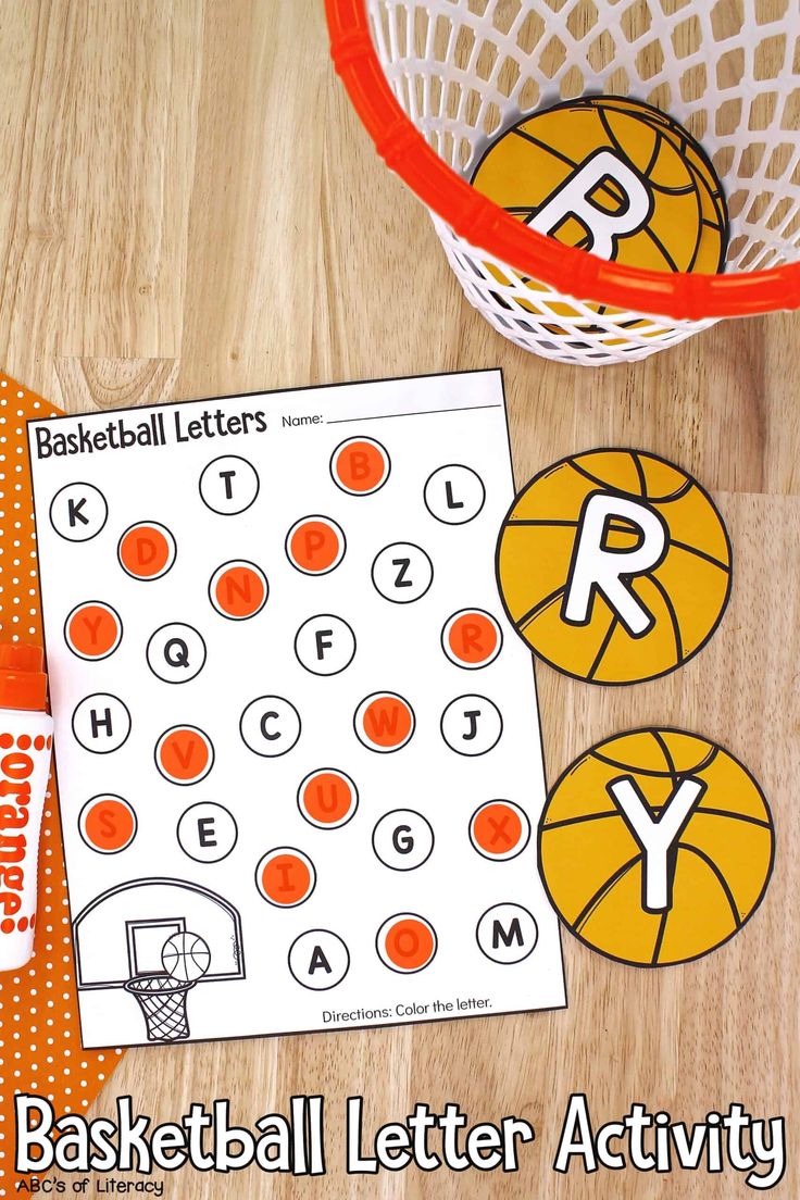 basketball letter activity for kids to practice letters and numbers