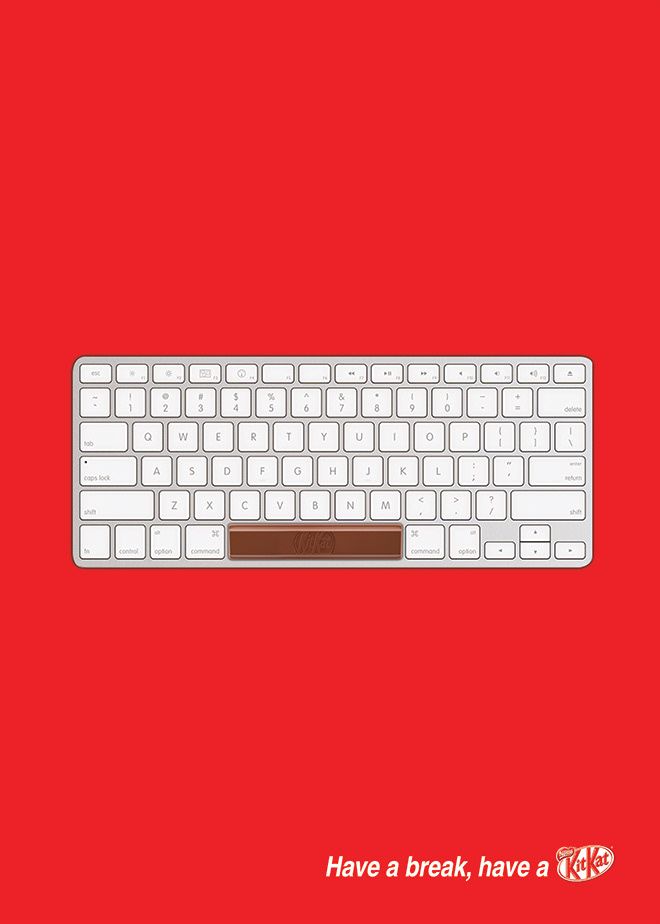 a computer keyboard on a red background with the words have a break, have a good day