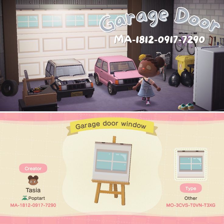 Acnh Garage Ideas, Acnh Futuristic Codes, Acnh Garage Door Design, Animal Crossing Garage Ideas, Animal Crossing Garage, Acnh Garage Design, Acnh Garage, Acnh Vintage, Acnh Coastal