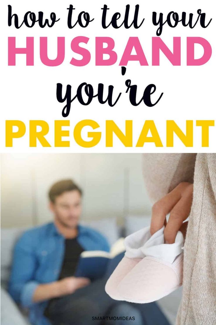 a man and woman sitting on a couch with the text how to tell your husband you're pregnant