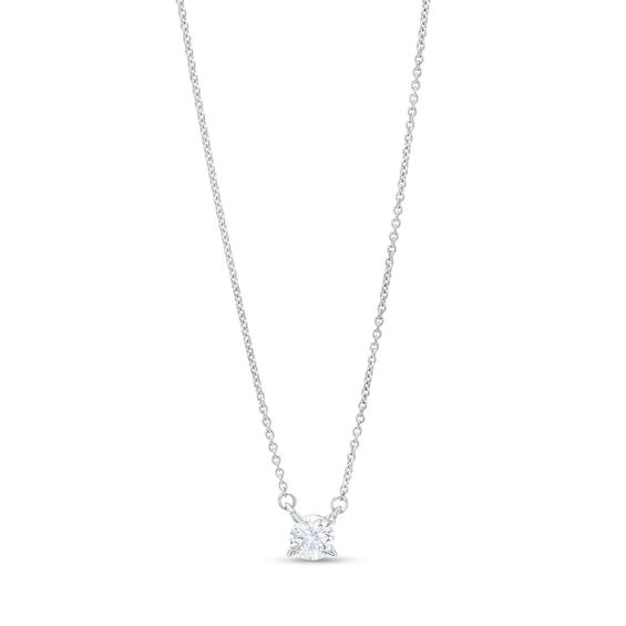 Lovely alone or layered, this lab-created diamond solitaire necklace in white gold gives you the style options you desire. Crafted in 14K white gold A 1/3 ct. certified lab-created diamond solitaire suspends centered along a cable chain. F color/SI2 clarity lab-created diamond Includes certification card This 18.0-inch necklace adjusts to 16.0 and 17.0 inches and secures with a lobster claw clasp. Solitaire Necklace, Diamond Solitaire Necklace, Solitaire Necklaces, Lab Created Diamonds, Diamond Solitaire, Cable Chain, Lobster Claw, Silver Necklace, Lab