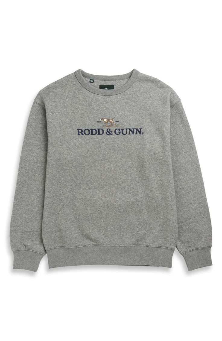 Roomy, relaxed and easy to layer, this cotton-blend sweatshirt features embroidered logo details on the chest and a midweight feel that's perfect for any weather. Crewneck Ribbed cuffs and hem 84% cotton, 16% polyester Machine wash, line dry Imported Gray Crew Neck Top With Logo Detail, Fall Sweater With Logo Detail And Relaxed Fit, Gray Crew Neck Sweatshirt With Logo, Relaxed Fit Crew Sweater With Logo Detail, Relaxed Fit Crew Sweater With Logo, Classic Sweater With Embroidered Logo And Relaxed Fit, Classic Sweater With Embroidered Logo In Relaxed Fit, Classic Relaxed Fit Sweater With Embroidered Logo, Relaxed Fit Crew Sweatshirt With Logo Detail