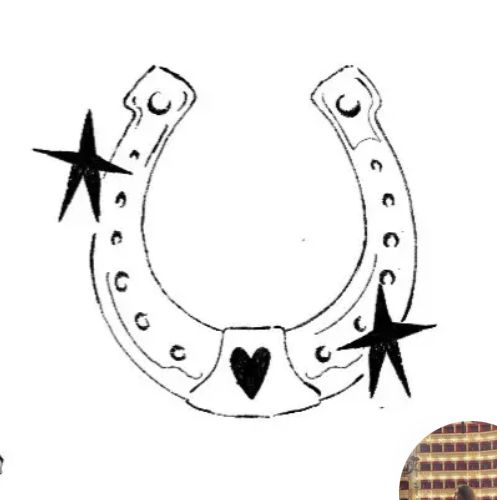 a drawing of a horseshoe with stars on it