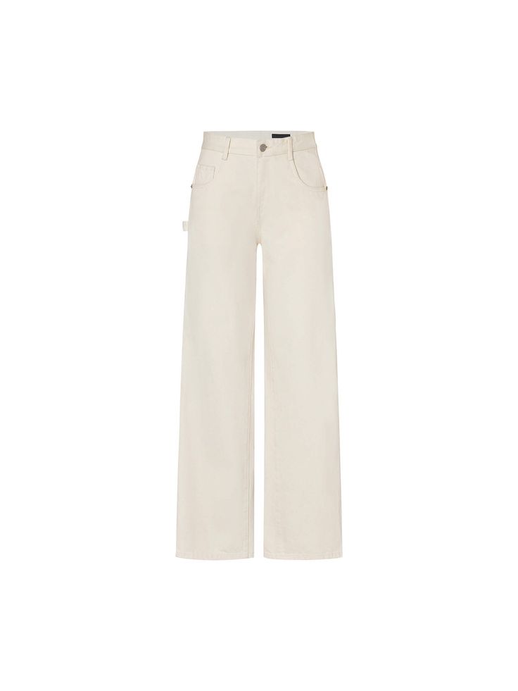 MO&Co. Women's Multi pockets Straight Jeans Discover the perfect blend of comfort and style with our jeans. Crafted with soft and durable pure cotton, these jeans boast a classic straight fit and feature a timeless five-pocket design. The neutral beige tone adds a touch of versatility to your wardrobe. Features : - Mid waist, straight leg, full length- Zip fly, classic five-pocket design- Deconstructed cargo pocket design Code: MBD1JEN038The back length of size M/27 is 108cmMATERIALS & CARE Mate Classic Cream Pants With Five Pockets, Classic Beige Wide Leg Jeans, Cream Straight Leg Jeans With Five Pockets, Neutral Cotton Jeans With Five Pockets, Modern Beige Straight Leg Bottoms, Classic Beige Straight Leg Jeans, Classic Cream Jeans With Five Pockets, Classic Mid-rise Cream Bottoms, Beige Cotton Cargo Jeans