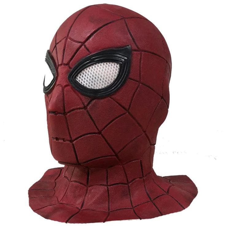 a spiderman mask is shown with the eyes open and it looks like he's wearing