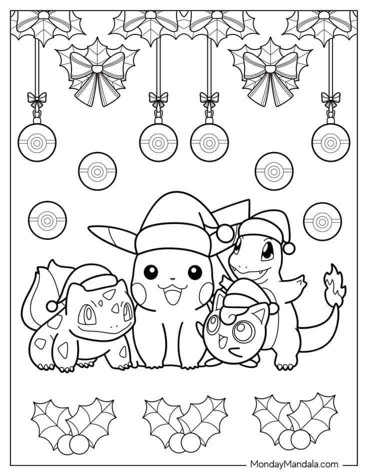 christmas coloring pages for kids and adults with ornaments hanging from the ceiling in the background