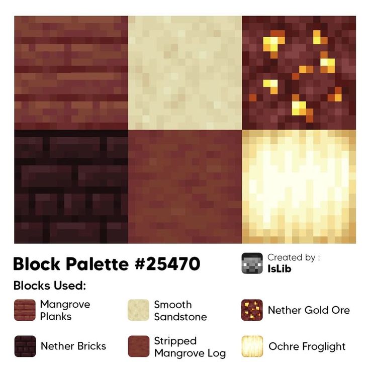 the block palette is shown with different colors and textures, including brown, white, black, and gold