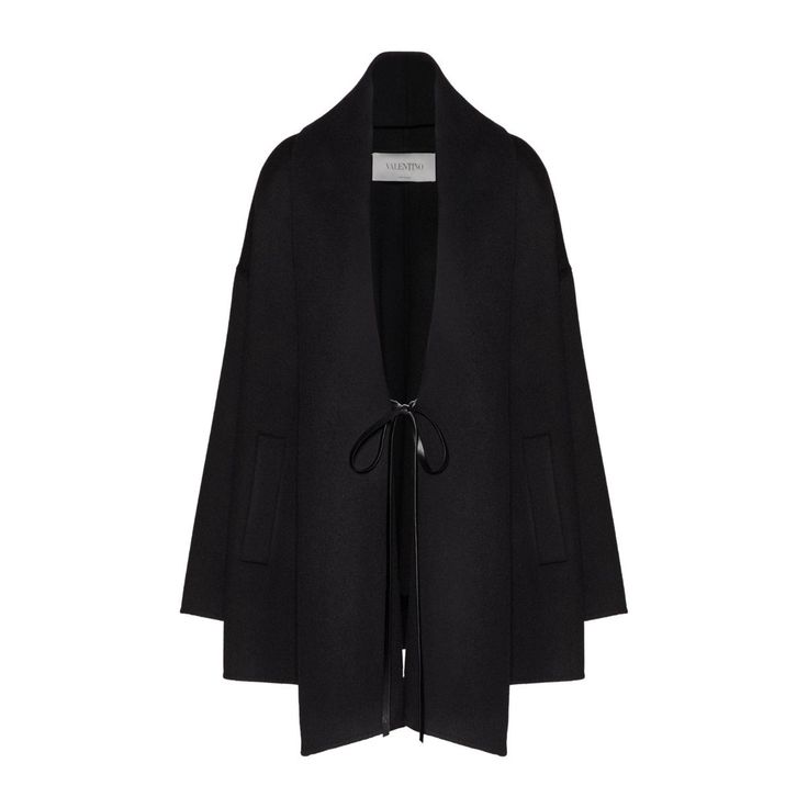 Valentino-Wool-Cashmere Cape Coat - Runway Catalog Luxury Cashmere Sweater Coat For Fall, Chic Cashmere Cape For Winter, Luxury Cashmere Outerwear For Fall, Luxury Outerwear For Winter Layering, Luxury Cape For Fall, Cashmere Cape For Winter, Black Cashmere Wool Coat For Fall, Luxury Long Sleeve Outerwear For Layering, Oversized Wool Cape Coat For Fall