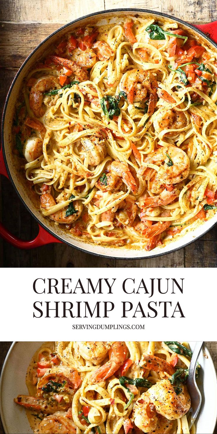 creamy cajun shrimp pasta with spinach and tomatoes