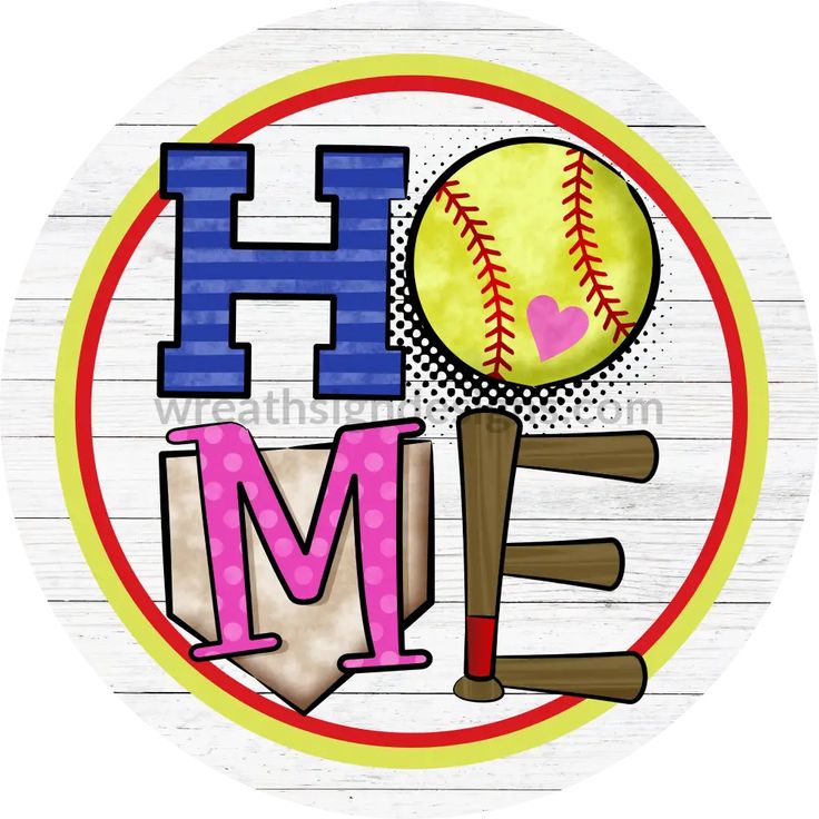 Home Softball Circle Metal Sign 8 Softball Door Hangers For Hotel, Softball Door Signs For Hotels, At The Ball Field Door Hanger, Unique Wreath, Sublimation Printer, 3rd Party, Door Hanging, Wreath Sign, Aluminum Signs