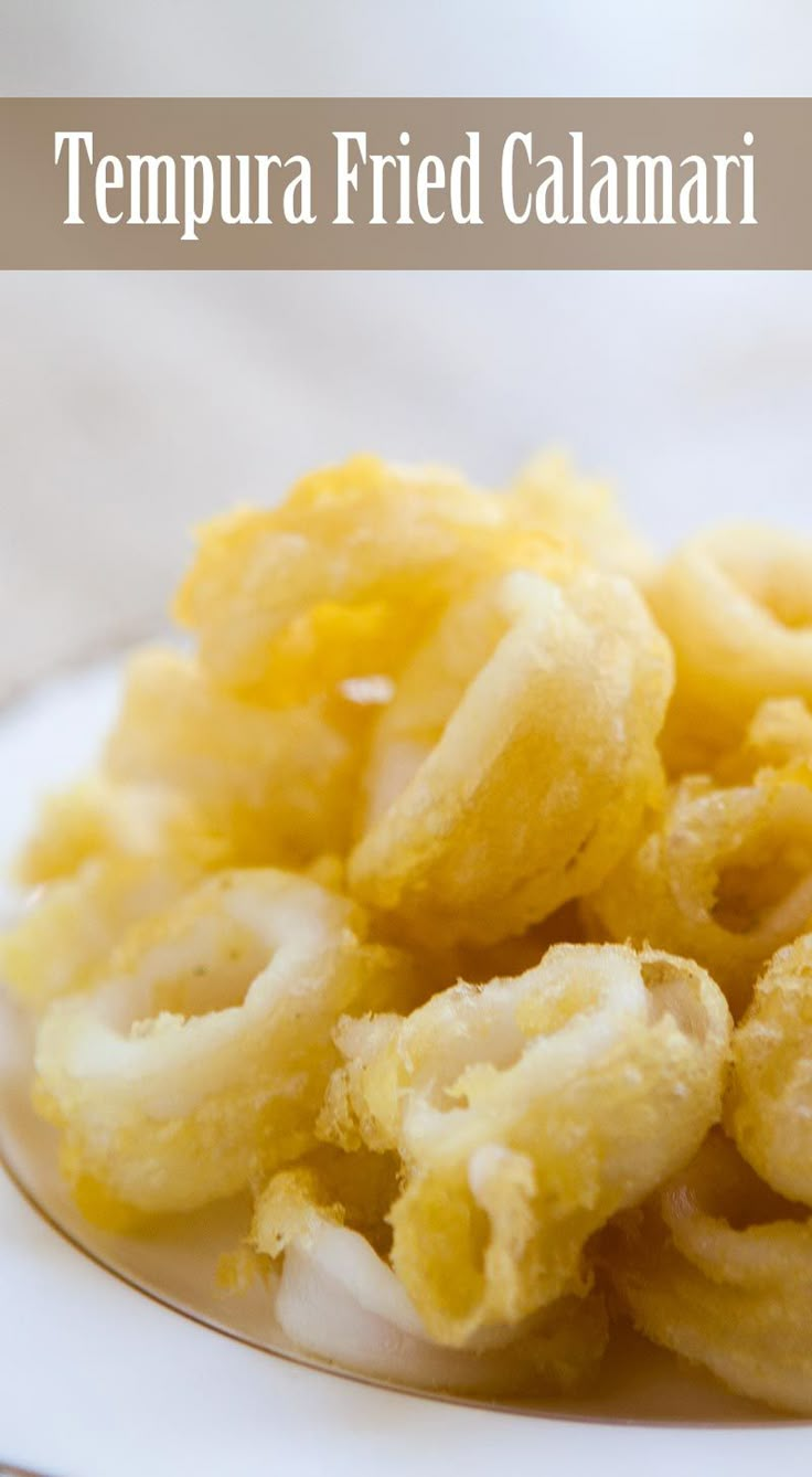 a white plate topped with fried food on top of a table