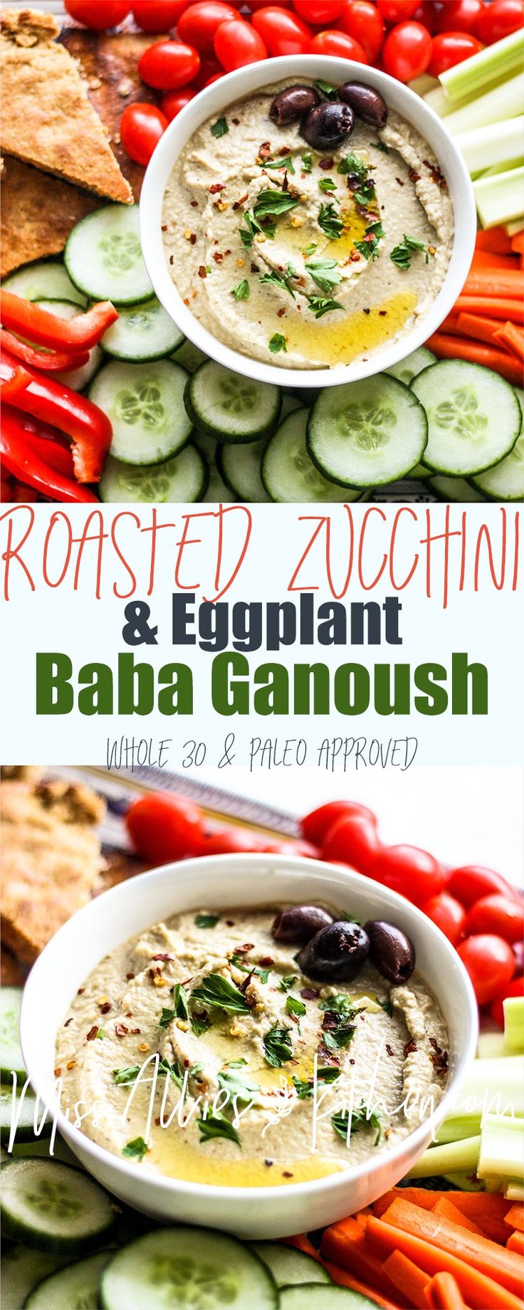 roasted zucchini and eggplant baba ganoush with sliced cucumbers