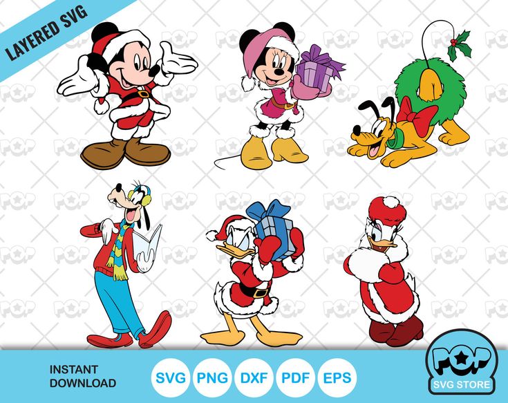 mickey mouse and friends svg clipart set for use in the digital file format