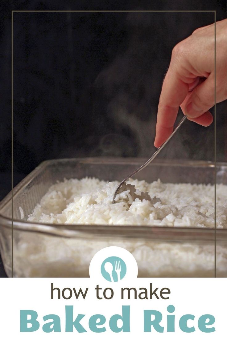 a person scooping rice into a pan with the words how to make baked rice in it