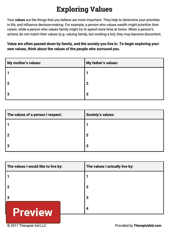 a worksheet with the text exploring value