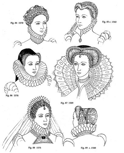 Elizabethan Era Hairstyles - Elizabethan Hair, Elizabethan Costume, Elizabethan Fashion, 16th Century Fashion, Tudor Fashion, Tudor Costumes, Ruff Collar, Elizabethan Era, Tudor Era