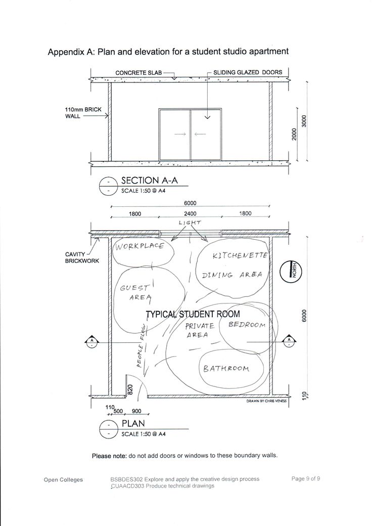 the floor plan for a student's studio apartment