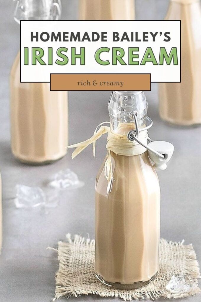 homemade bailey's irish cream recipe in a glass bottle