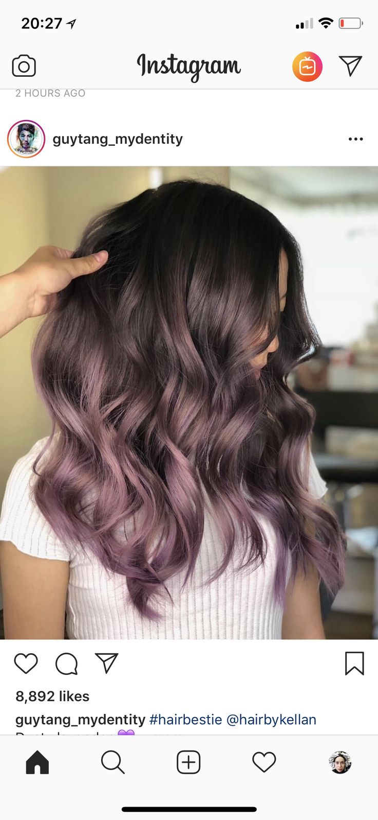 Balayage Hair Purple Rose Gold, Mauve Hair Color Balayage, Short Brown Hair With Lavender Highlights, Ash Balayage Hair Brunettes, Mushroom Mulberry Hair, Purple Hair Balayage Brunettes, Light Purple Hair Balayage, Subtle Purple Hair Highlights, Brown And Dark Purple Hair