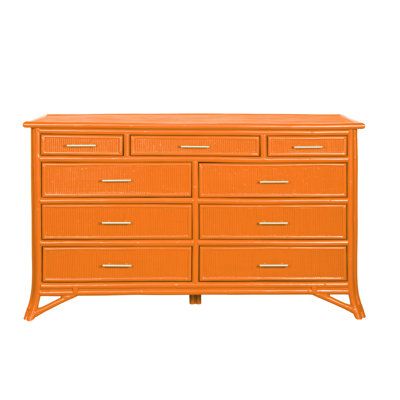 an orange dresser is shown against a white background