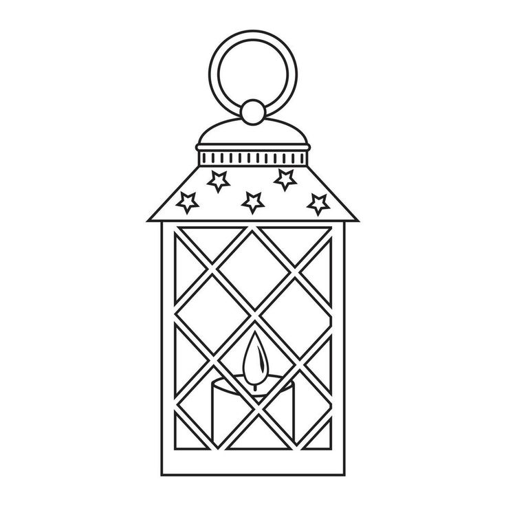 a black and white illustration of a lit candle with stars on the top, against a white background