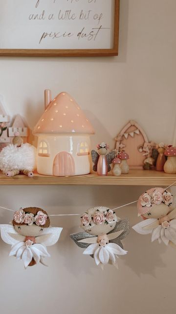 a shelf filled with lots of decorations on top of it